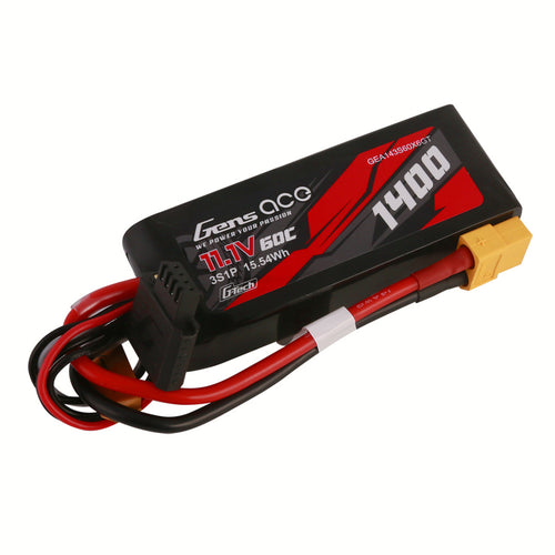 Buddy RC Gens Ace 1400mAh 11.1V 60C 3S1P G-Tech Lipo Battery Pack With XT60 Plug