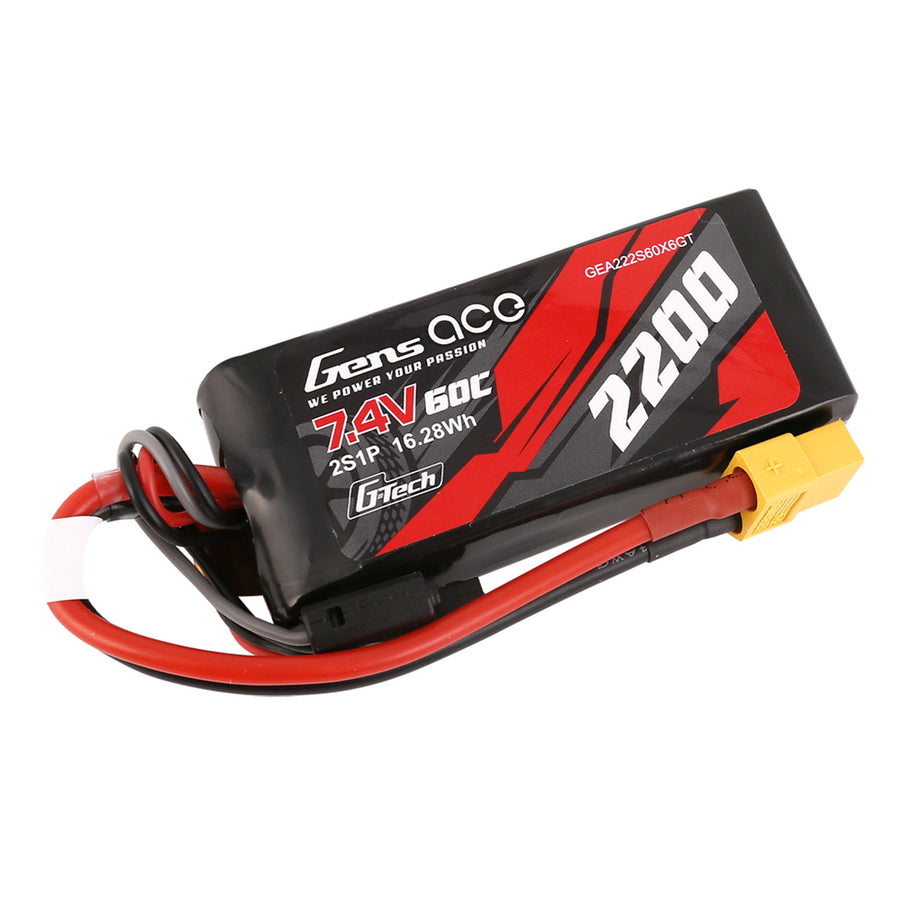 Buddy RC Gens ace 2200mah 2S 60C 7.4V G-Tech Lipo Battery Pack with XT60 Plug