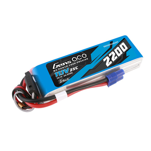 Buddy RC Gens Ace 2200mAh 3S 11.1V 25C G-Tech Lipo Battery Pack With EC3 Plug For RC Plane