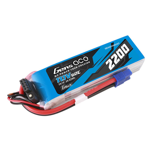 Buddy RC Gens Ace 2200mAh 3S 11.1V 60C G-Tech Lipo Battery Pack With EC3 Plug
