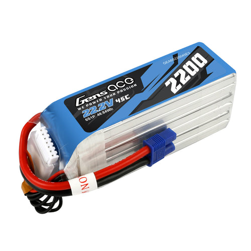 Buddy RC Gens Ace 2200mAh 6S 45C 22.2V Lipo Battery Pack With EC3 Plug