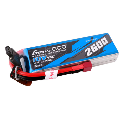 Buddy RC Gens Ace 2600mAh 3S 45C 11.1V G-Tech Lipo Battery Pack With Deans Plug