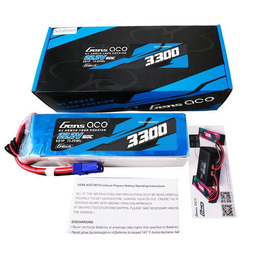 Buddy RC Gens ace 3300mAh 6S 60C 22.2V Lipo Battery | EC5 Plug | Air Classic