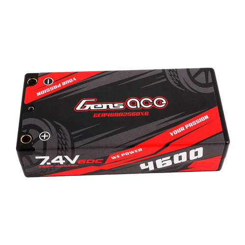 Buddy RC Gens ace 4600mAh 7.4V 60C 2S2P HardCase Lipo Battery Shorty Pack