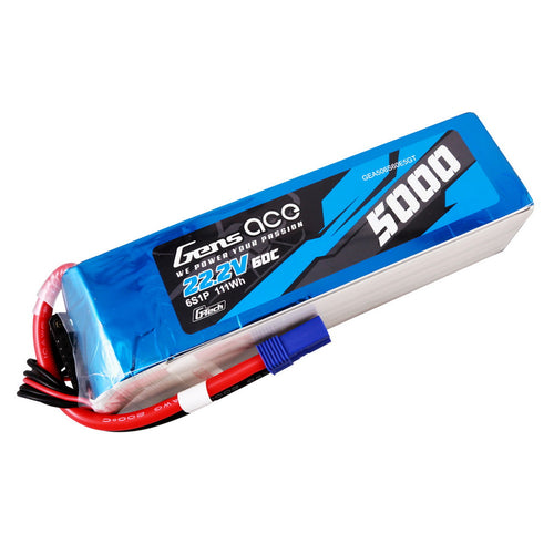 Buddy RC Gens ace 5000mAh 22.2V 60C 6S1P G-Tech Lipo Battery Pack with EC5 plug
