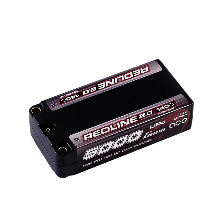 Buddy RC Gens ace 5000mAh 2S 140C 7.4V HardCase 63# Shorty Redline 2.0 Series Lipo Battery with 5.0mm bullet