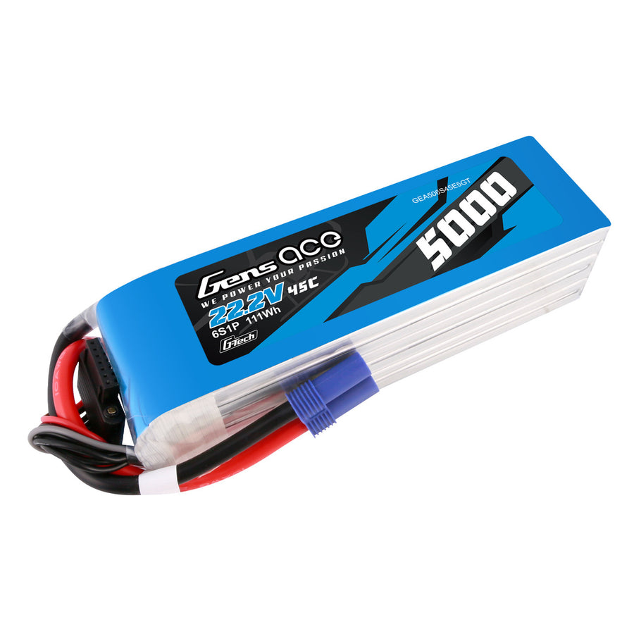 Buddy RC Gens Ace 5000mAh 6S 45C 22.2V G-Tech LiPo Battery Pack With EC5 Plug