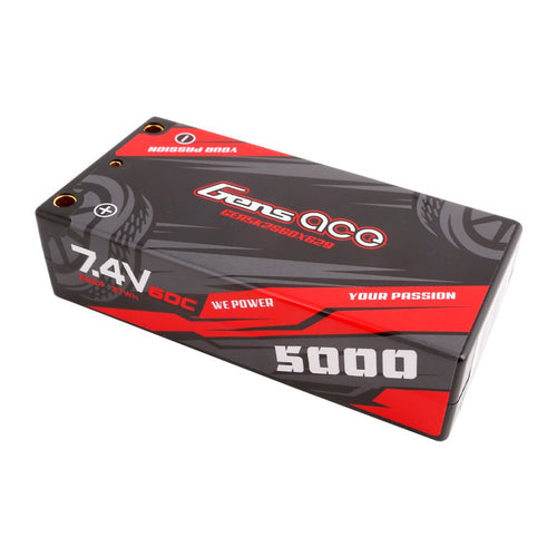 Buddy RC Gens Ace 5000mAh 7.4V 2S2P 60C HardCase Lipo Battery 29# With 4.0mm Bullet To XT60 Plug