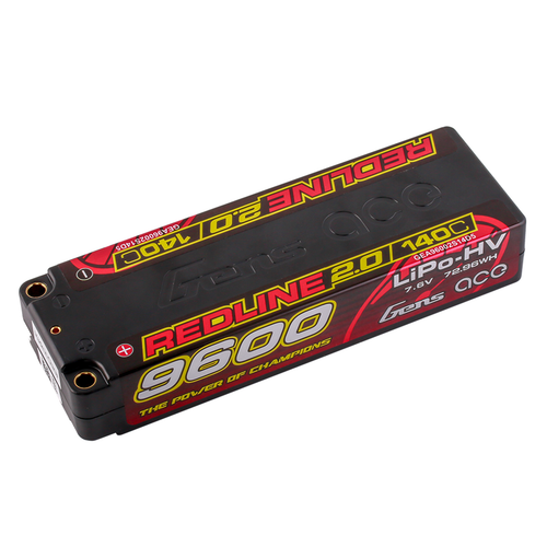Buddy RC Gens Ace 9600mAh 2S 7.6V 140C HardCase 58# Redline 2.0 Series Lipo Battery With 5.0mm Bullet