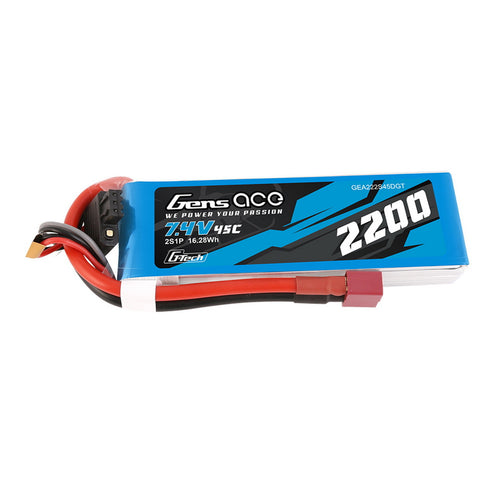 Buddy RC Gens Ace G-Tech 2200mAh 45C 7.4V 2S1P Lipo Battery Pack With Deans Plug