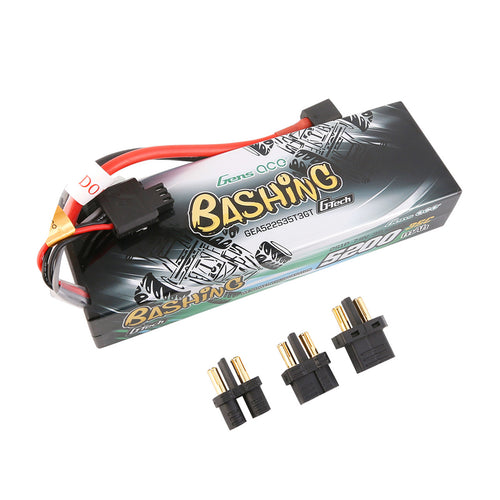 Buddy RC Gens Ace G-Tech Bashing Series 5200mAh 7.4V 2S1P 35C Car Lipo Battery Pack Hardcase 24# With EC3, Deans And XT60 Adapter