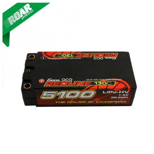 Buddy RC Gens ace Redline Series 5100mAh 7.6V 130C 2S2P Hard Case HV Shorty LiPo Battery