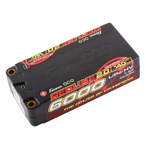 Buddy RC Gens Ace 6000mAh 2S2P 140C 7.6V HardCase HV Redline 2.0 Series Shorty Lipo Battery
