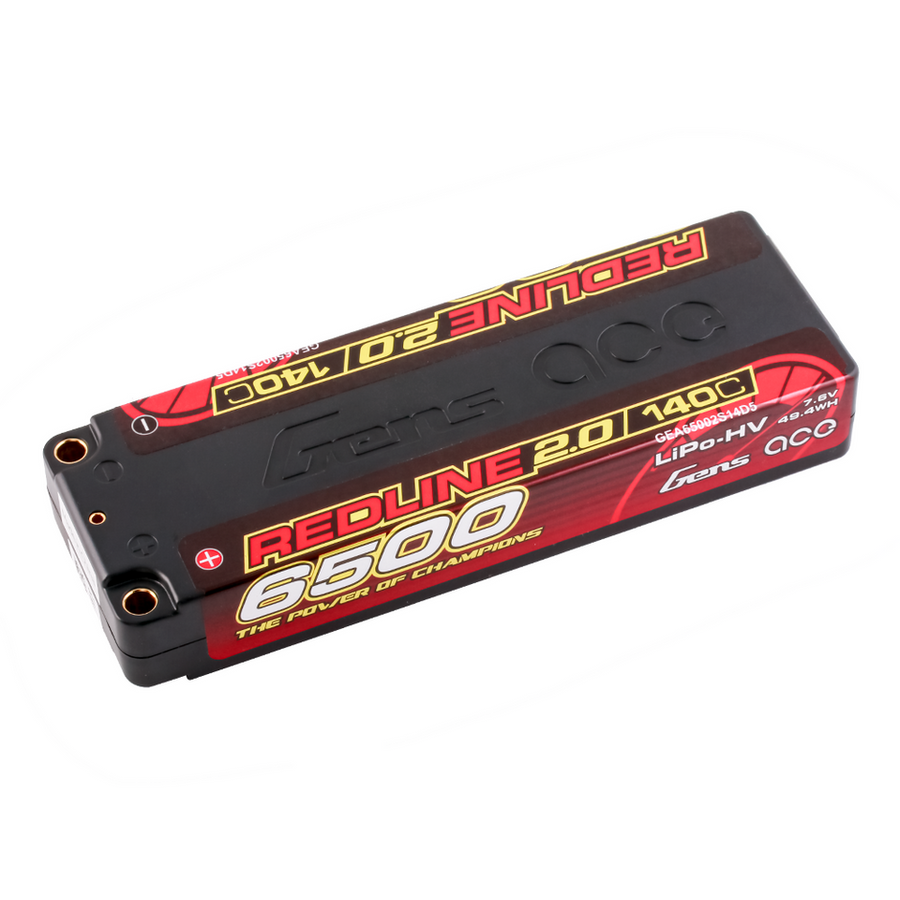 Buddy RC Gens Ace 6500mAh 2S 7.6V 140C HardCase 57# Redline 2.0 Series Lipo Battery With 5.0mm Bullet
