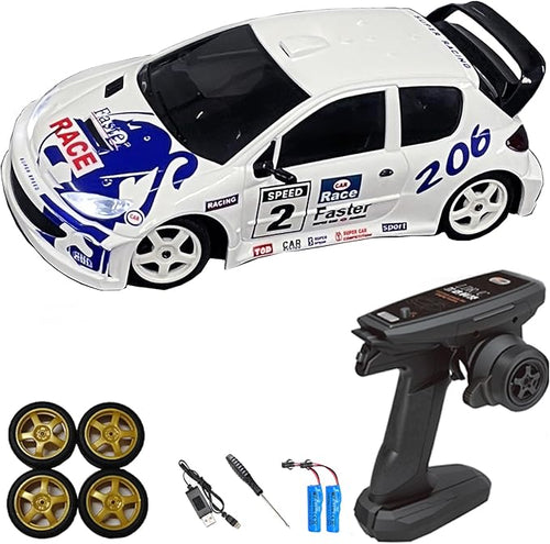 Buddy RC LDRC 2802PRO 1/28 Mini RC Drift Car GTR 2.4GHz 4WD RTR with Gyro and 4PCS Drift Tires Racing Radio Control Cars (White)