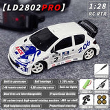 Buddy RC LDRC 2802PRO 1/28 Mini RC Drift Car GTR 2.4GHz 4WD RTR with Gyro and 4PCS Drift Tires Racing Radio Control Cars (White), view 3