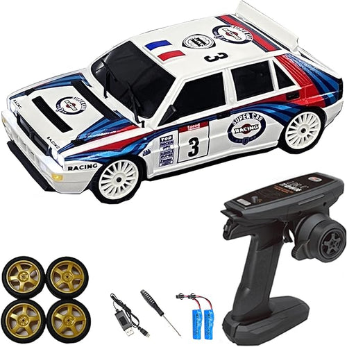 Buddy RC LDRC 2803PRO 1/28 Mini RC Drift Car GTR 2.4GHz 4WD RTR with Gyro and 4PCS Drift Tires Racing Radio Control Cars (White)