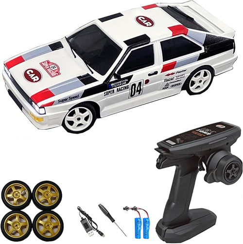 Buddy RC LDRC 2804PRO 1/28 Mini RC Drift Car GTR 2.4GHz 4WD RTR with Gyro and 4PCS Drift Tires Racing Radio Control Cars (White)