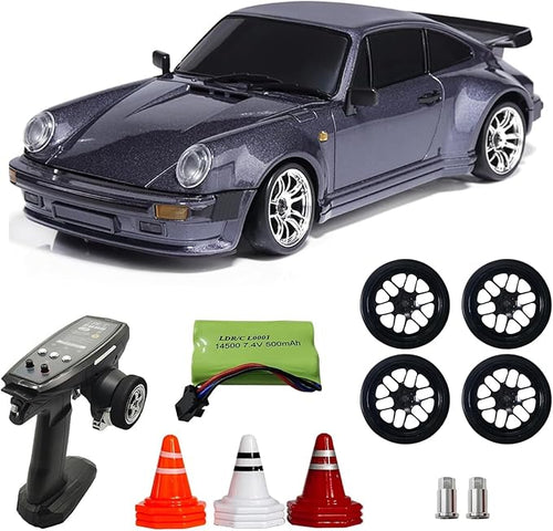 Buddy RC LDRC Posche 911 RC Drift Car 1/18 RWD Drifting with Extra Metal Tires & Wheel Hex Hub RC Cars for Adult with Alloy Car Shell 2.4Ghz Remote Control with Gyro (Purple)