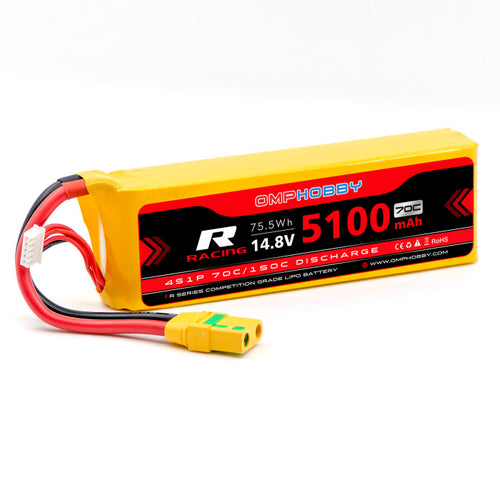 Buddy RC OMPHOBBY 4s LiPo Battery 70C 14.8V 5100mAh  w/XT90 Connector