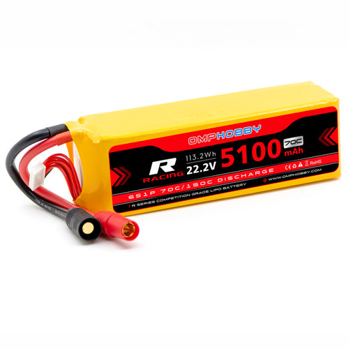 Buddy RC OMPHOBBY 6s LiPo Battery 70C 22.2V 5100mAh w/AX150 Connector