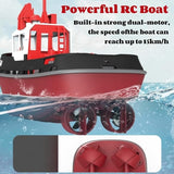 Buddy RC RC Boat, 1/72 RC Tugboat for Pools and Lakes, 2.4Ghz High-Speed Remote Control Boat with LED Lights and Low Battery Alarm, view 3