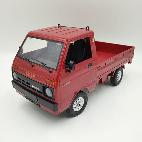 Buddy RC Red RC Kei Truck WPL D12 RC Car 1/10 Scale RC Drift Car Remote Control Kei Truck RTR 2.4G RWD 280 Motor Proportional Throttle Steering Dual Rate Carry Pickup