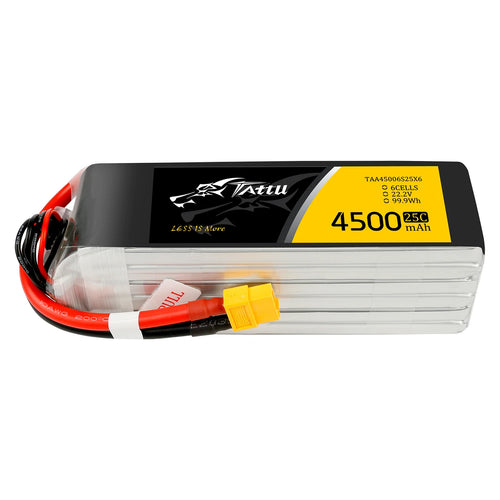 Buddy RC Tattu 4500mAh 6s 25C 22.2V Lipo Battery Pack with XT60 Plug