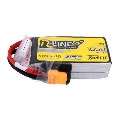 Buddy RC Tattu 1050mAh 4s 95C 14.8v R-Line Lipo Battery Pack with XT60 Plug