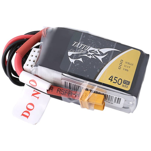 Buddy RC Tattu 11.1V 75C 3S 450mAh Lipo Battery Pack with XT30 plug