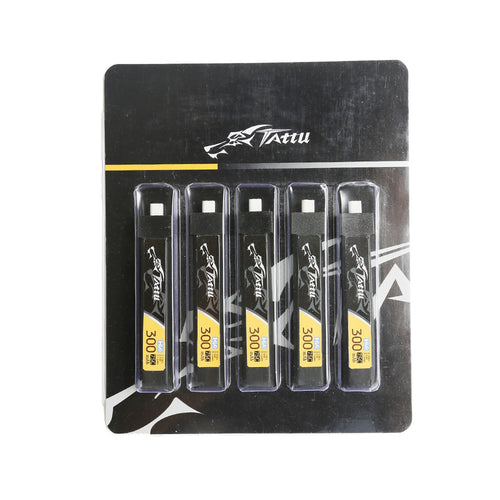 Buddy RC Tattu 1S 300mAh 75C 3.8V High Voltage Lipo Battery Pack with BT 2.0 Plug (5pcs)