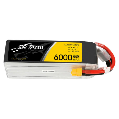 Buddy RC Tattu GTech 35C 22.2V 6S 6000mAh Lipo Battery Pack With XT60 Plug