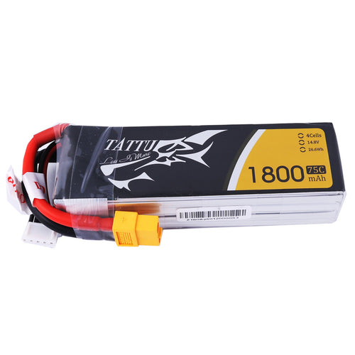 Buddy RC Tattu 1800mAh 75C 4S1P Lipo Battery Pack With XT60 Plug