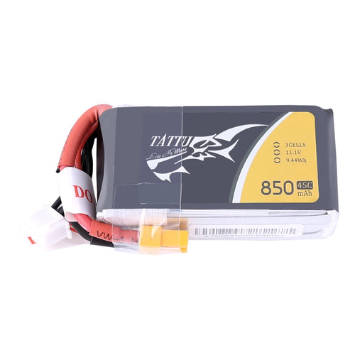 Buddy RC Tattu 850mAh 11.1V 45C 3S1P Lipo Battery Pack with XT30 plug