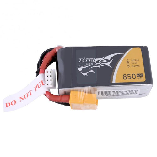 Buddy RC Tattu 850mAh 11.1V 45C 3S1P Lipo Battery Pack with XT60 plug