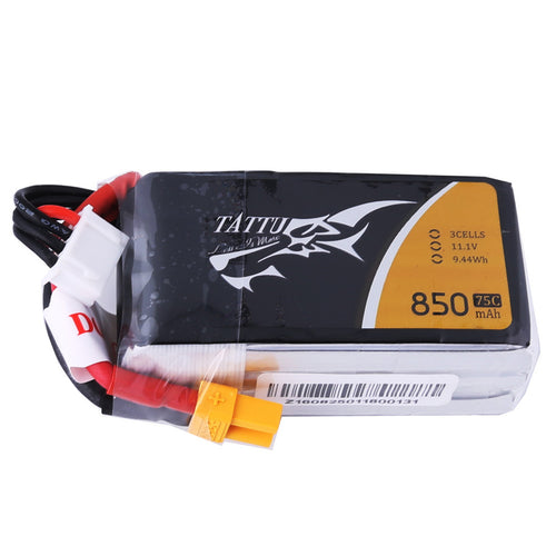 Buddy RC Tattu 11.1V 75C 3S 850mAh Lipo Battery Pack With XT60 Plug