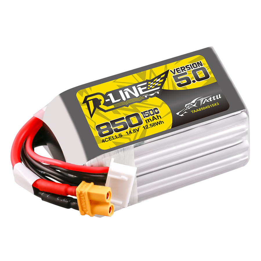 Buddy RC Tattu 850mAh 4S 150C 14.8V R-Line Version 5.0 Lipo Battery Pack With XT30U-F Plug