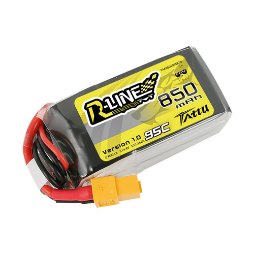 Buddy RC Tattu 850mAh 4s 95C 14.8V R-Line Lipo Battery Pack With XT60 Plug