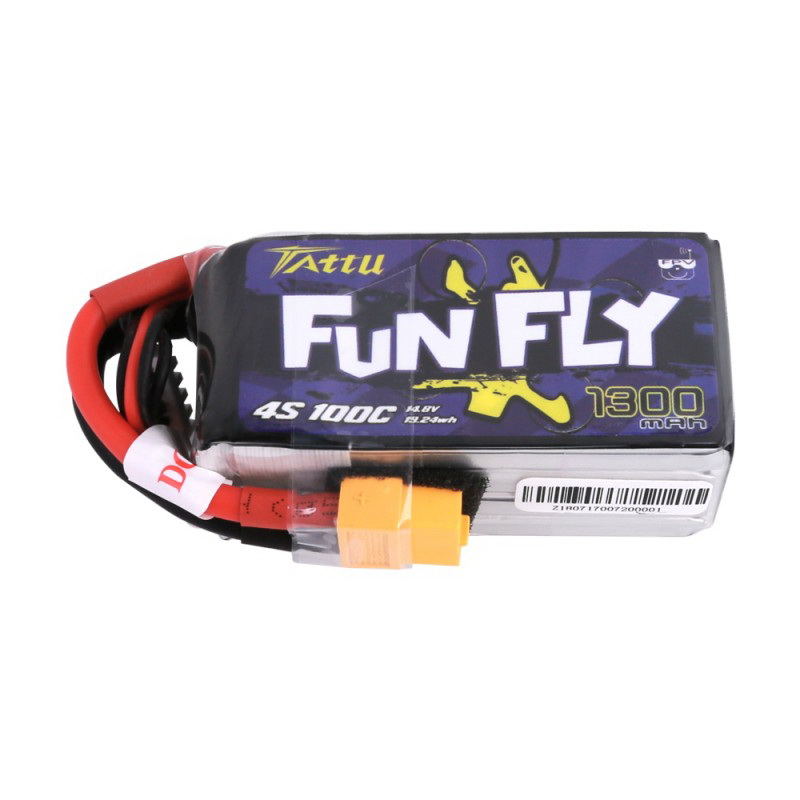 Buddy RC Tattu FunFly 1300mAh 100C 14.8V 4S1P lipo battery pack with XT60 Plug for Practice