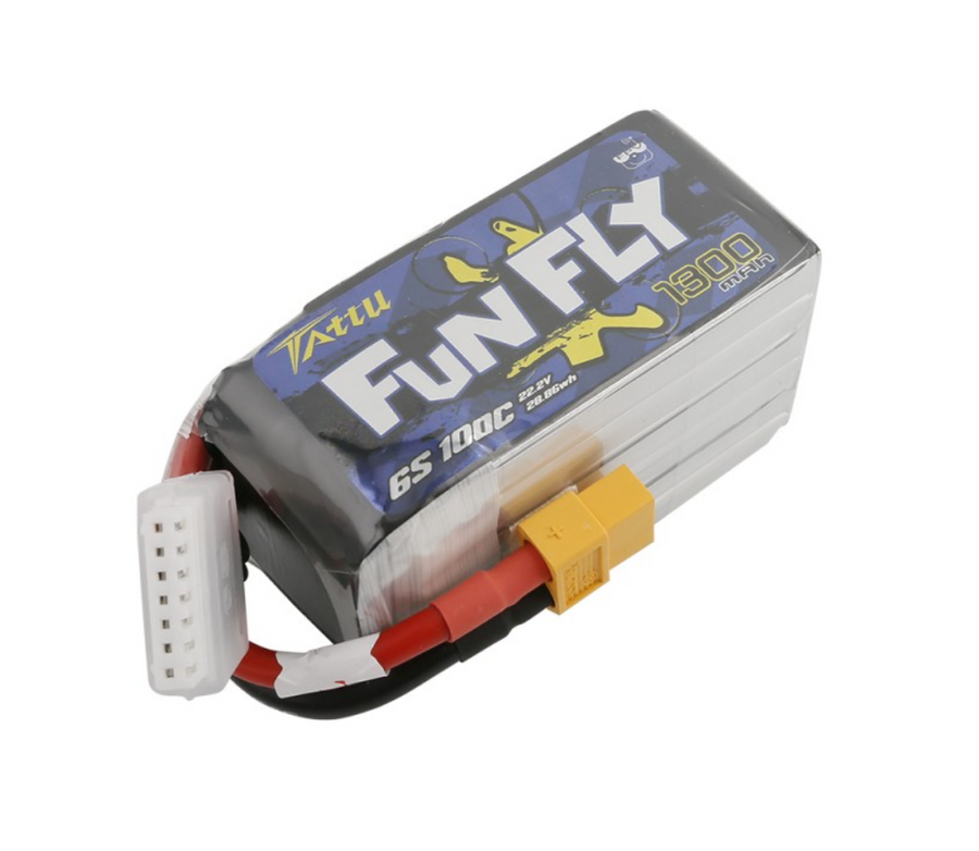 Buddy RC Tattu FunFly 1300mAh 100C 22.2V 6S1P lipo battery pack with XT60 Plug