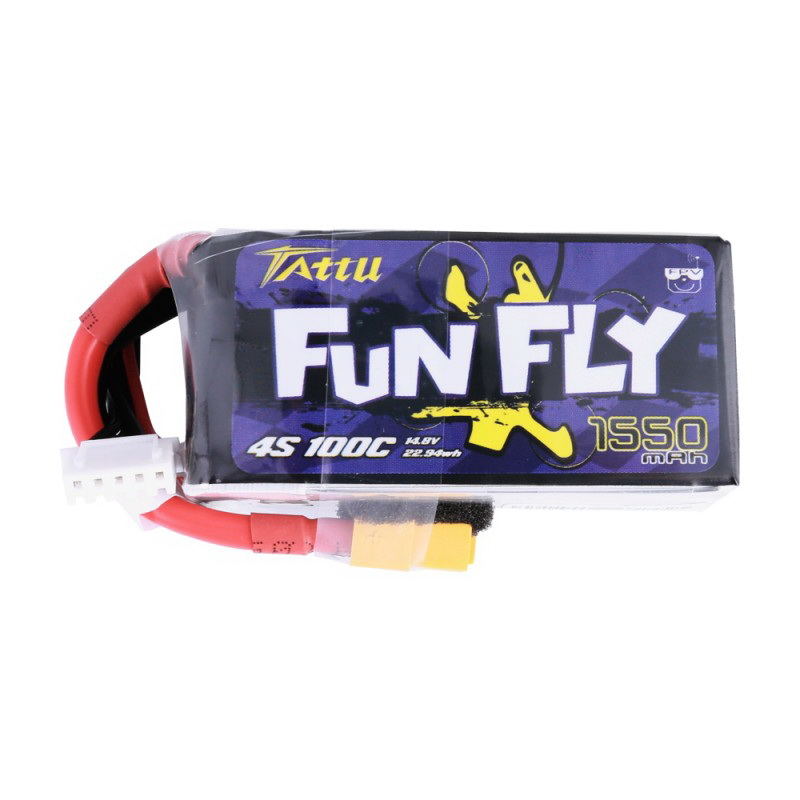 Buddy RC Tattu FunFly 1550mAh 100C 14.8V 4S1P lipo battery pack with XT60 Plug for Practice