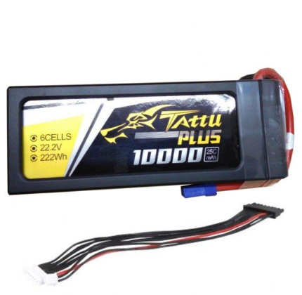 Buddy RC Tattu Plus 22.2V 25C 10000mAh 6S Lipo Smart Battery Pack with EC5 Plug new version