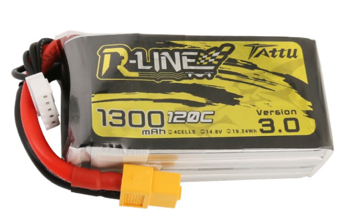 Buddy RC Tattu R-Line Version 3.0 1300mAh 14.8V 120C 4S1P Lipo Battery Pack with XT60 Plug