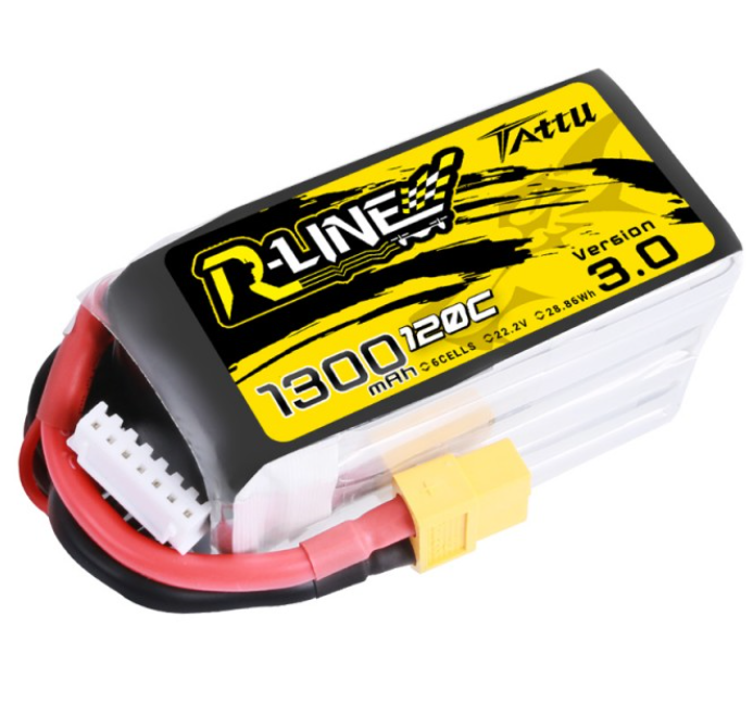 Buddy RC Tattu R-Line Version 3.0 1300mAh 22.2V 120C 6S1P Lipo Battery Pack with XT60 Plug