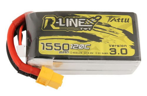 Buddy RC Tattu R-Line Version 3.0 1550mAh 14.8V 120C 4S1P Lipo Battery Pack with XT60 Plug