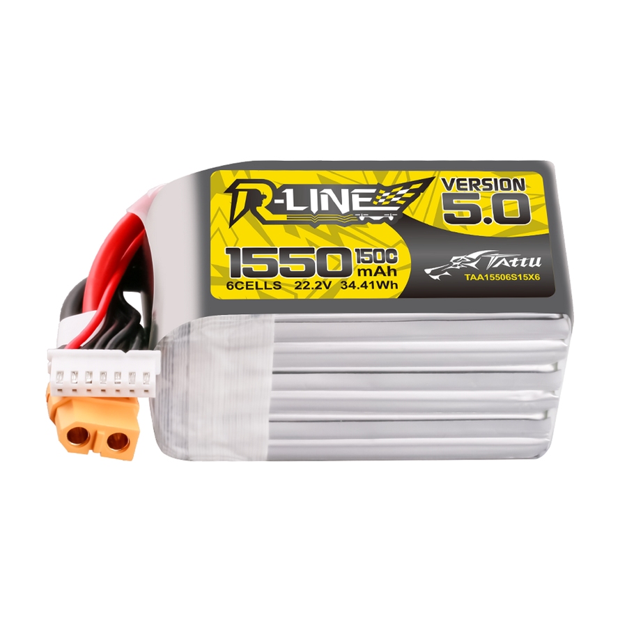 Buddy RC Tattu R-Line Version 5.0 1550mAh 22.2V 150C 6S1P Lipo Battery Pack With XT60 Plug