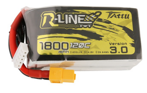 Buddy RC Tattu R-Line Version 3.0 1800mAh 14.8V 120C 4S1P Lipo Battery Pack with XT60 Plug