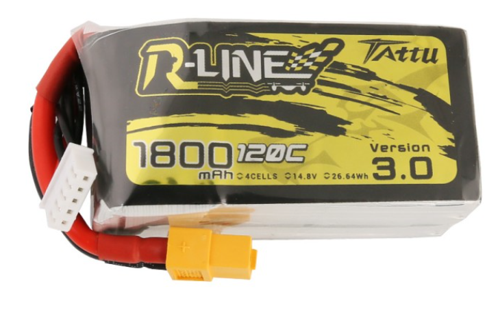 Buddy RC Tattu R-Line Version 3.0 1800mAh 14.8V 120C 4S1P Lipo Battery Pack with XT60 Plug