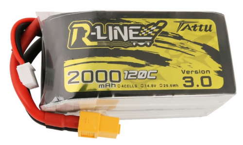 Buddy RC Tattu R-Line Version 3.0 2000mAh 14.8V 120C 4S1P Lipo Battery Pack with XT60 Plug