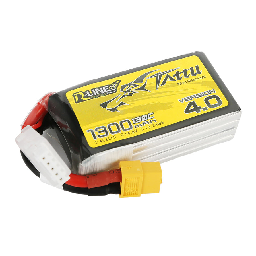 Buddy RC Tattu R-Line Version 4.0 1300mAh 14.8V 130C 4S1P Lipo Battery Pack With XT60 Plug